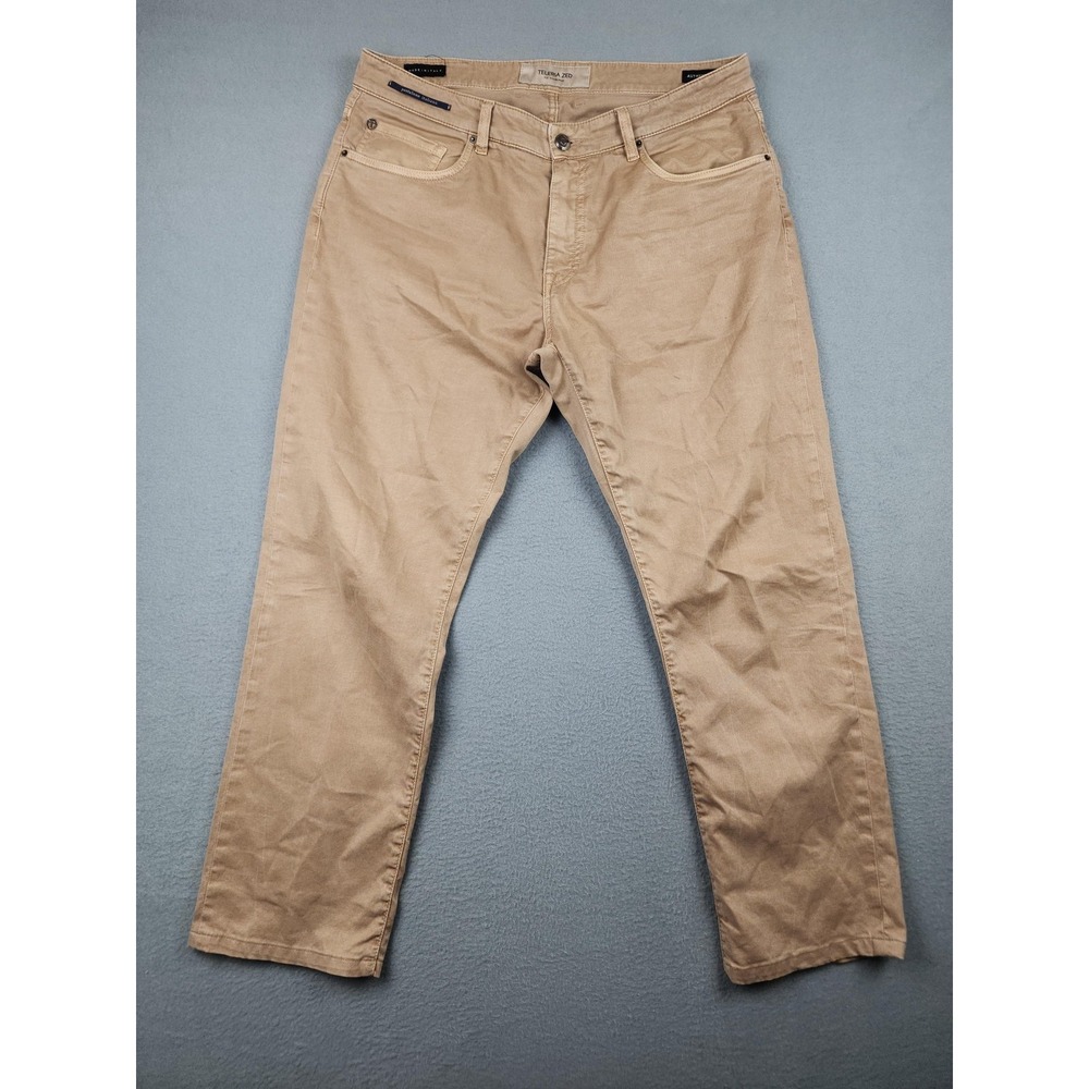 Teleria Zed Chicago 19A Jeans Mens 34x27 Beige Straight Stretch Denim Italy